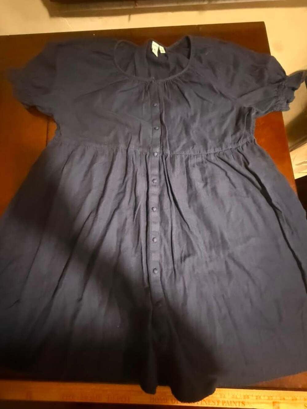 Susina Navy Blue Short Sleeve Button-Front Dress Size Large - Picture 2 of 8